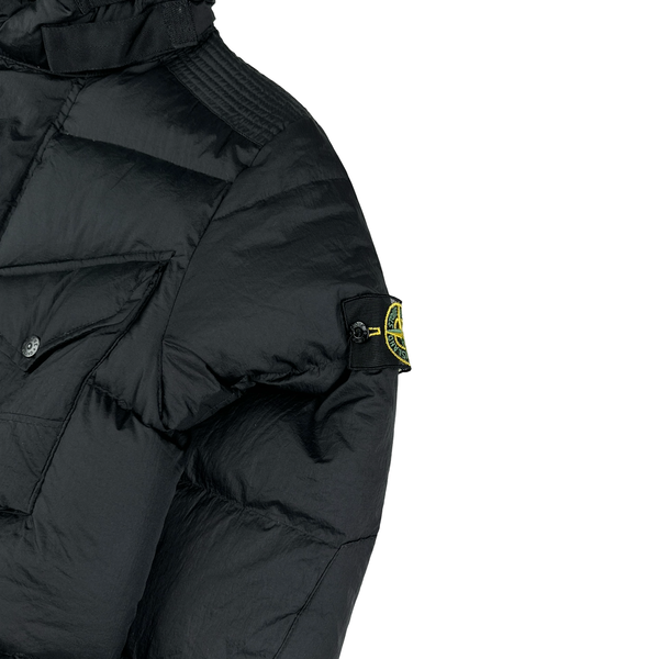 z Stone Island 2009 Grey Opaque Nylon Tela Down Mesh Badge Puffer