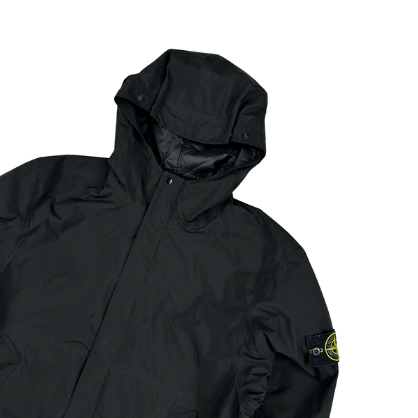 Stone Island Black Goretex Primaloft Paclite Hooded Jacket - Medium