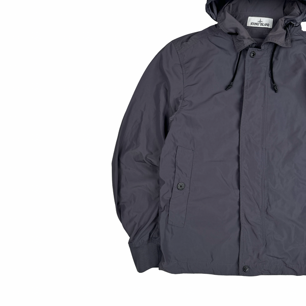 Stone Island 2021 Grey Micro Reps Nylon Hooded Jacket - Small