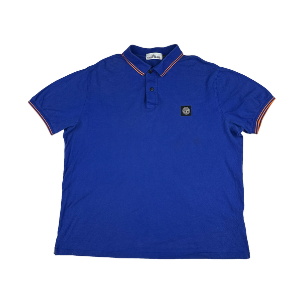Stone Island 2018 Blue Orange Piped Polo Shirt - 3XL