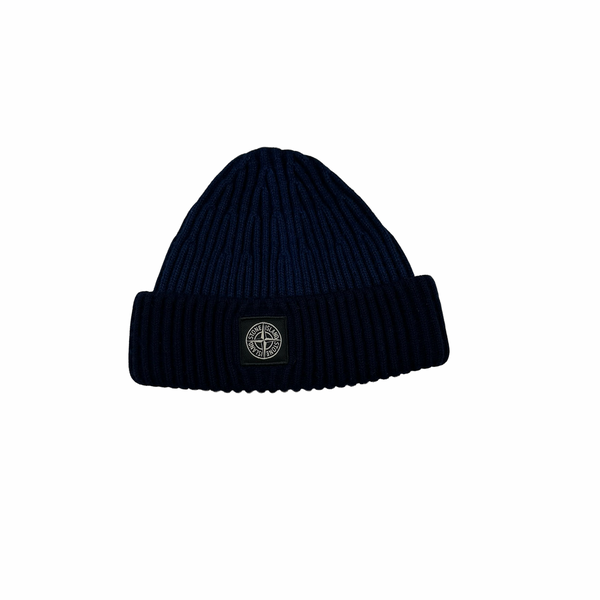 Stone Island 2014 Blue Two Tone Ribbed Wool Beanie