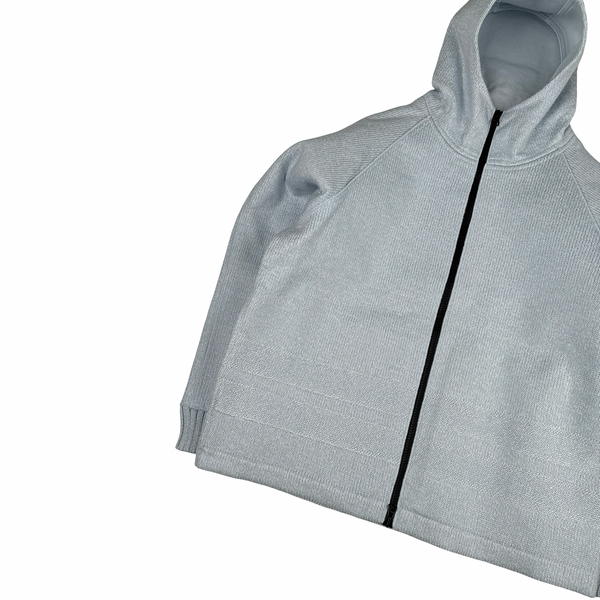 Stone Island 2025 Marina Baby Blue Wool Woven Knit Zipped Jacket - Large