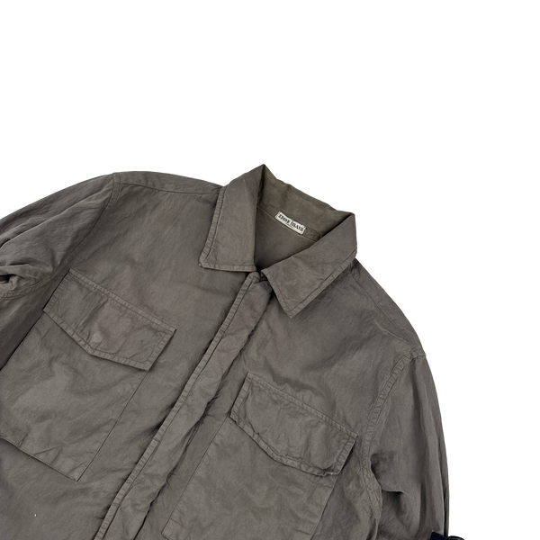 Stone Island 2008 Nylon Blend Brown Overshirt - Large