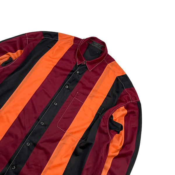 Prada Runway Striped Panel Silk Twill Buttoned Sample Shirt - XL