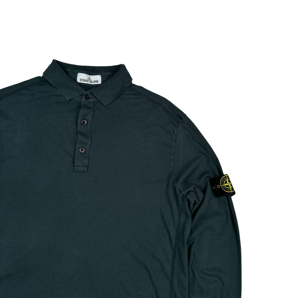 Stone Island 2020 Green Cotton Long Sleeve Polo Shirt - XXL