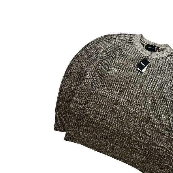 Hugo Boss Wool Blend Colour Faded Knitted Crewneck Jumper - Large