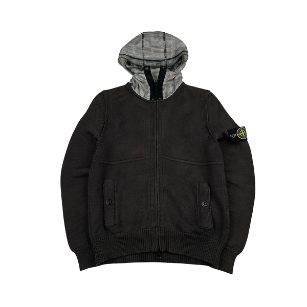 Stone Island 2014 Brown Zipped Heavyweight Knit Jumper - Medium