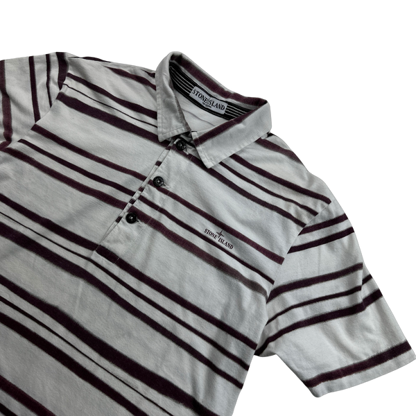 Stone Island Vintage Striped Spellout Polo Shirt - Medium