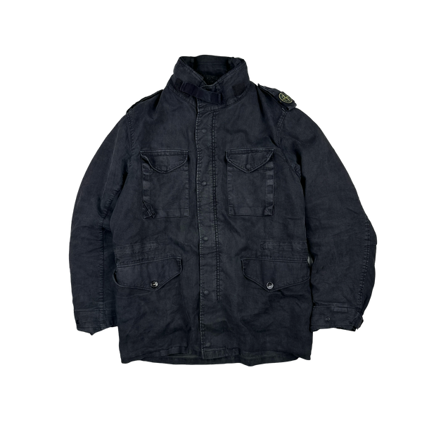 Stone Island 2012 Navy Lino Flax Multi Pocket Lined Zipped Jacket - Large