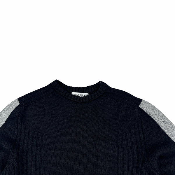 Stone Island Black Knit Vintage Crewneck Jumper - Medium