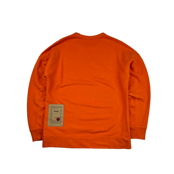 Ten C Orange Cotton Crewneck Jumper - Large