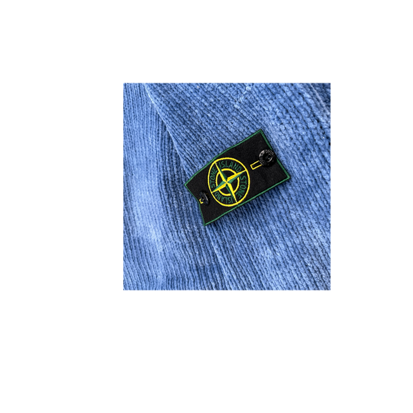 Stone Island 2001 Blue Chenille Knit Vintage Roll Neck Jumper - Large