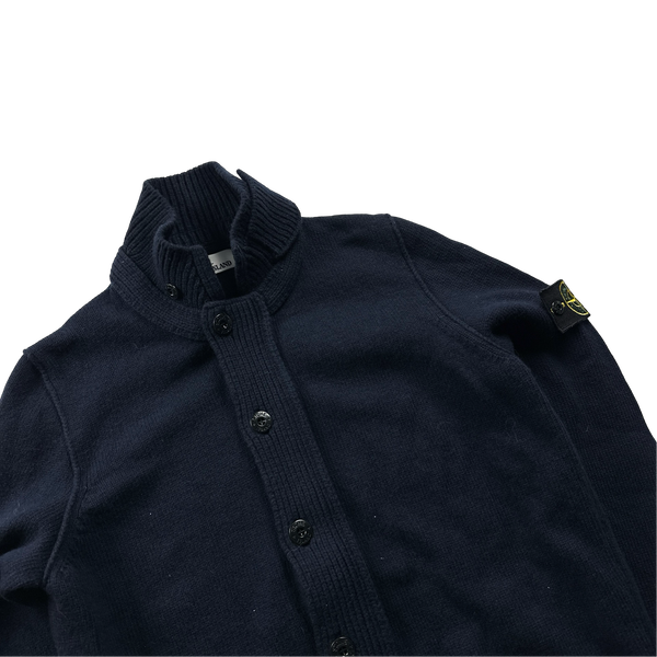 Stone Island 2014 Navy Knitted Buttoned Jumper - Large
