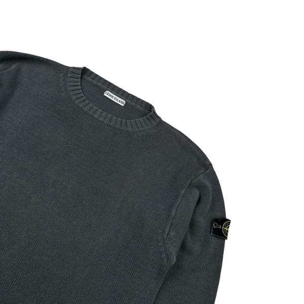 Stone Island 1999 Vintage Grey Cotton Knit Crewneck Jumper - XL