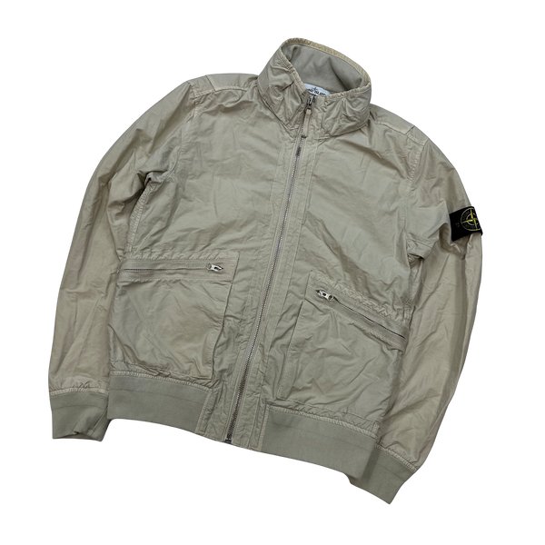Stone Island Sand Light Cotton Nylon Twill Bomber Jacket Medium