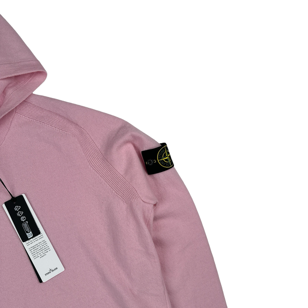 Stone Island 2025 Pink Light RWS Geelong Wool Hooded Knit Jumper - Large