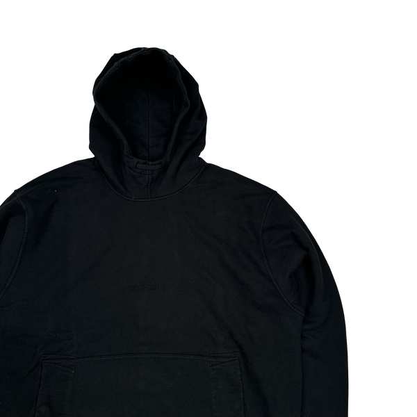 Stone Island 2023 Black Spellout Embroidered Pullover Hoodie - XL