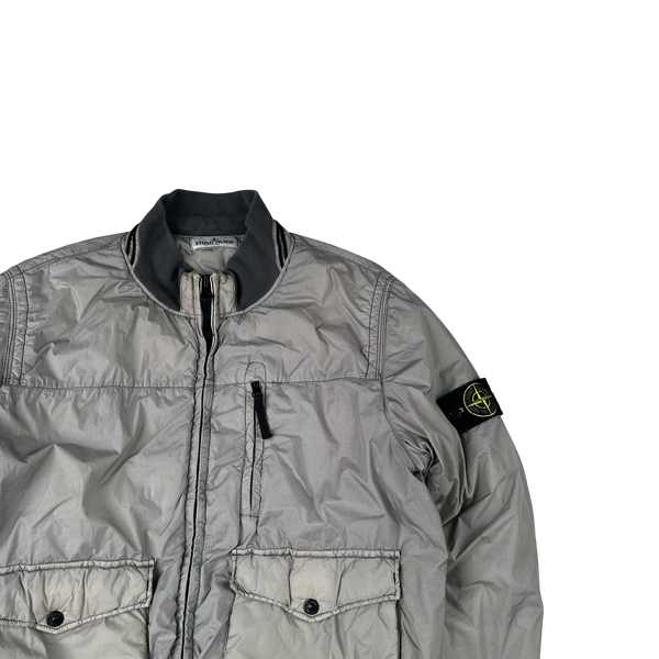 Stone Island 2012 Grey 30th Anni Garment Dyed Nylon Tela Quilted Jacket - Large