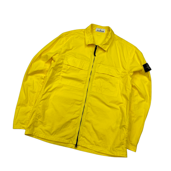Stone Island 2023 Yellow Cotton Zipped Overshirt - Large