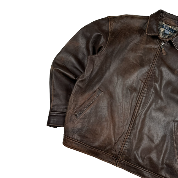 Ralph Lauren Brown Heavyweight Leather Jacket - XL