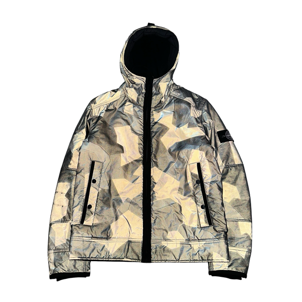 Stone Island 2012 Silver Fleece Lined Camo Reflective Jacket - Large
