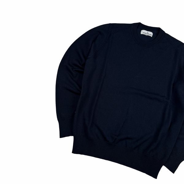 Stone Island 2020 Navy Crewneck Wool Knit Jumper - Small