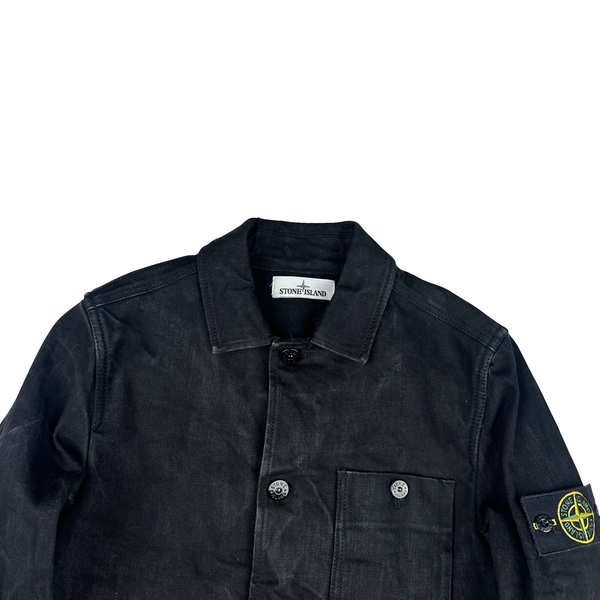 Stone Island 2015 Black Denim Buttoned Jacket - Small