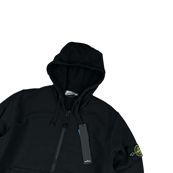 Stone Island Black 2022 Zipped Hoodie - Small