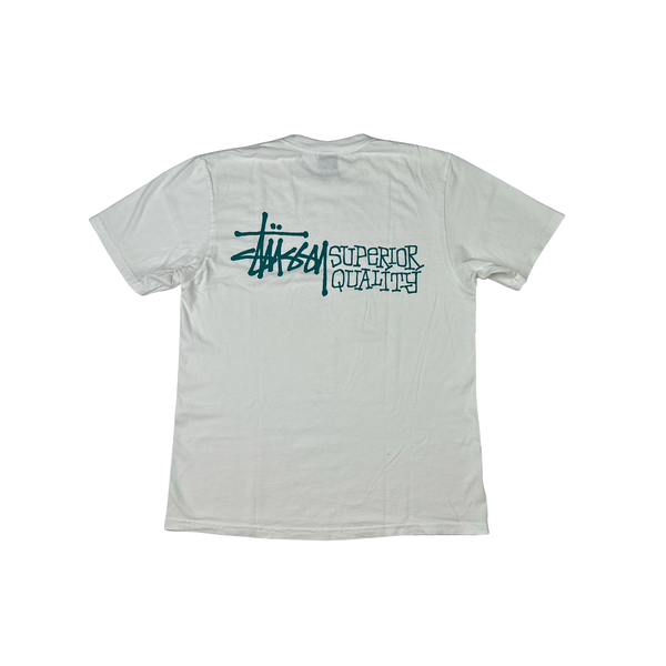 Stussy White Cotton Graphic T Shirt - Medium