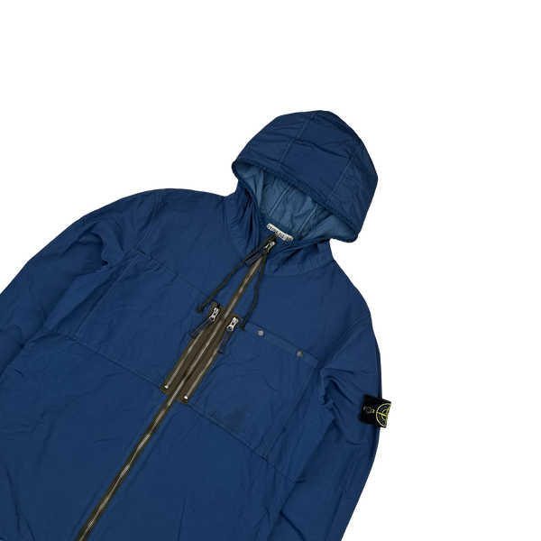 Stone Island 2010 Blue Resin Treated Nylon Jacket - Large