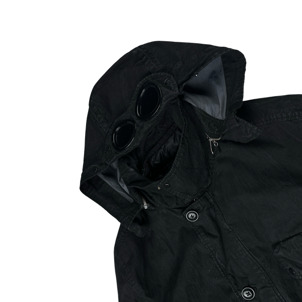 CP Company 50 Fili Down Filled Black Goggle Jacket - Medium