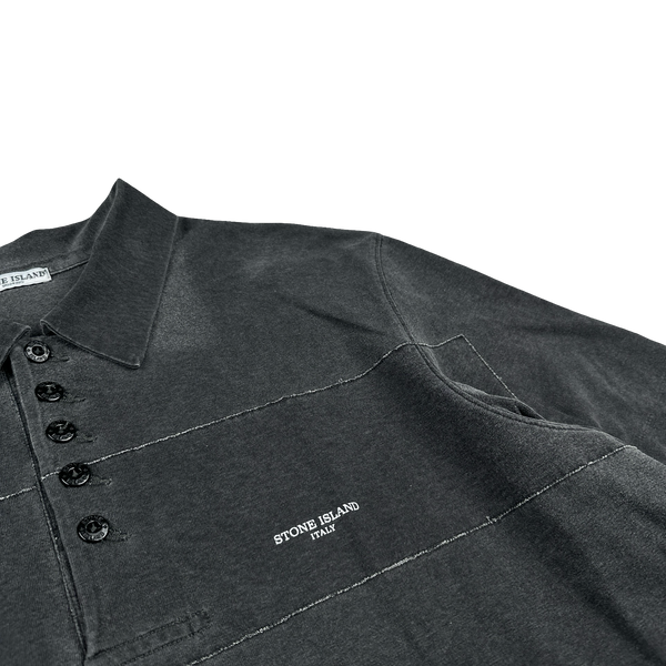Stone Island Italy 2006 Black Vintage Spellout Cotton Polo - XL