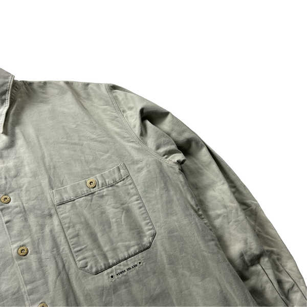 Stone Island 1998 Cotton Tan Spellout Shirt - XL