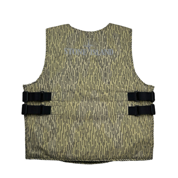 Stone Island 2021 Rain Camo Reflective Spellout Padded Utility Vest - XL