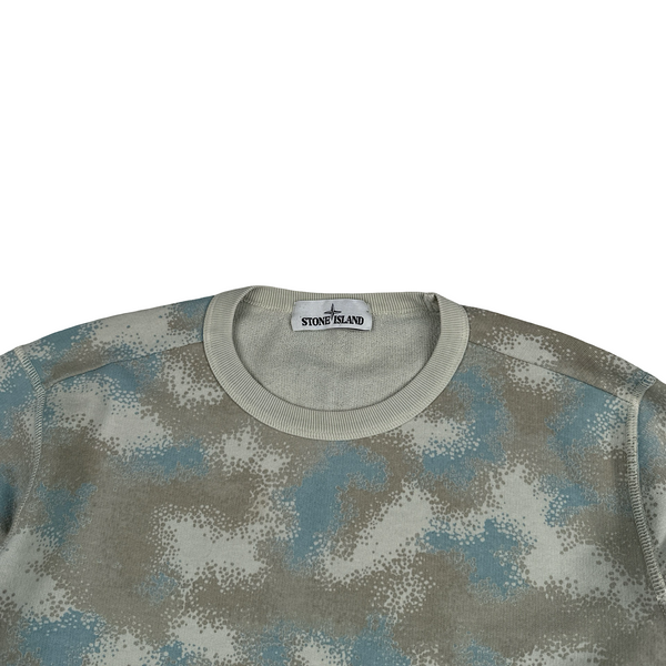 Stone Island 2020 Blue Big Loom Camo Crewneck Sweatshirt - Medium