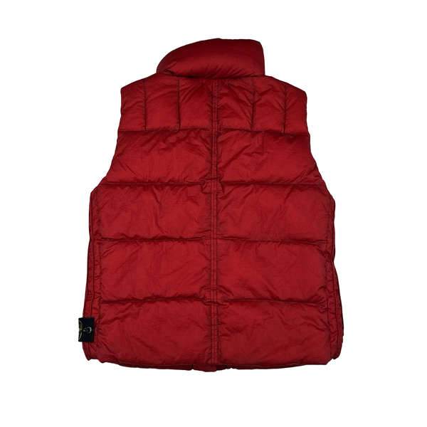 Stone Island 2009 Red Opaque Nylon Tela Down Gilet - Large