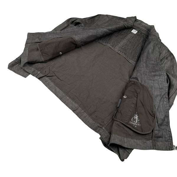 CP Company 2002 Grey Brown Zipped Cotton Overshirt - Large