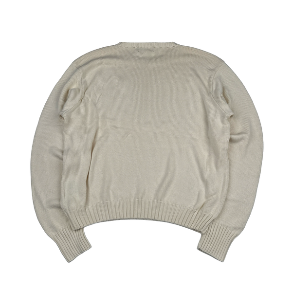 Ralph Lauren Cream Cotton Knit Crewneck Jumper - XXL