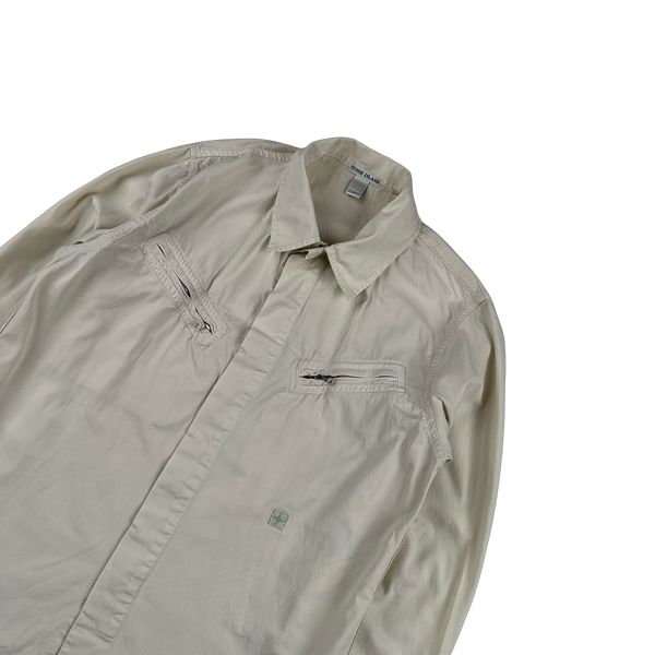 Stone Island 2001 Vintage Cotton Compass Patch Buttoned Shirt - Small