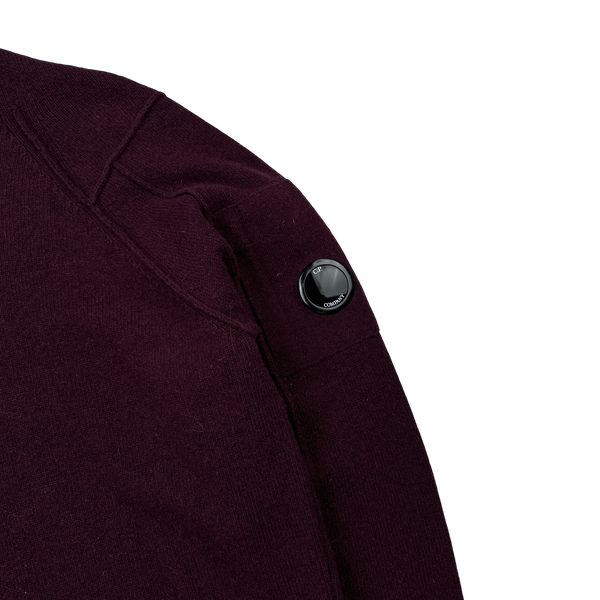 CP Company Wine Thick Wool Roll Neck Knit - Medium