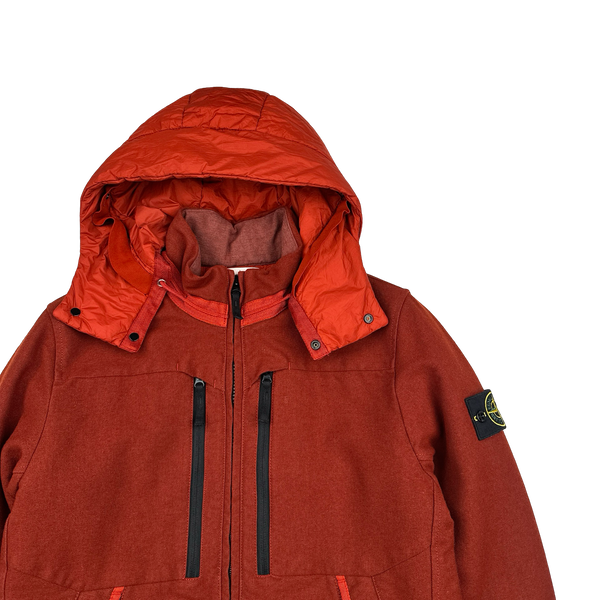 Stone Island Red Saia Doppia Faccia Winter Jacket - Large