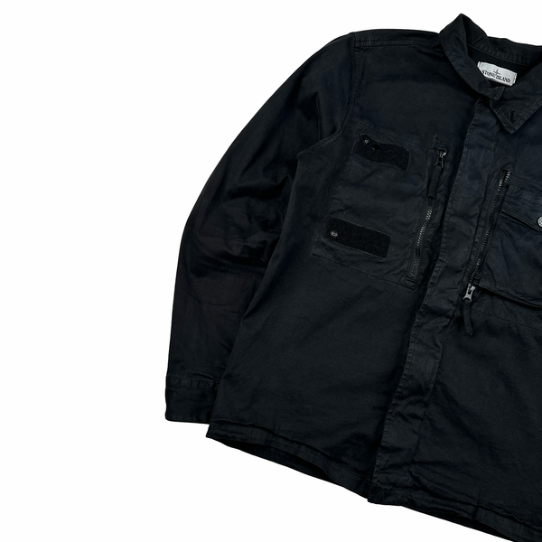 Stone Island 2015 Black Thick Cotton Multi Pocket Jacket - Large