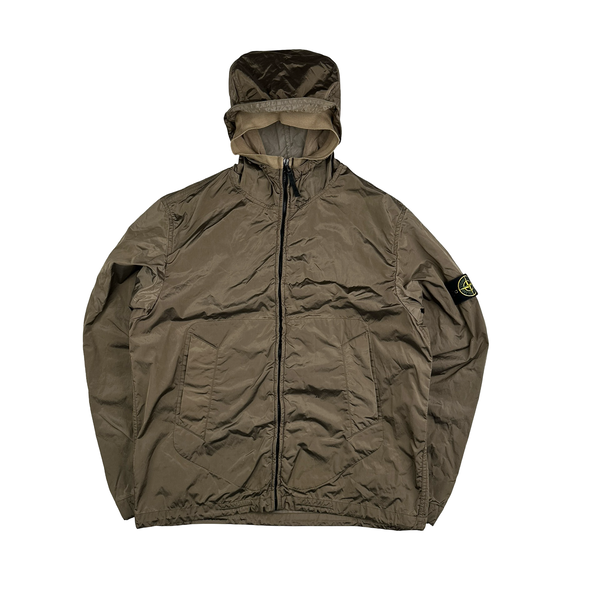 Stone Island 2005 Brown Olive Velvet Lined Shimmer Jacket - XL