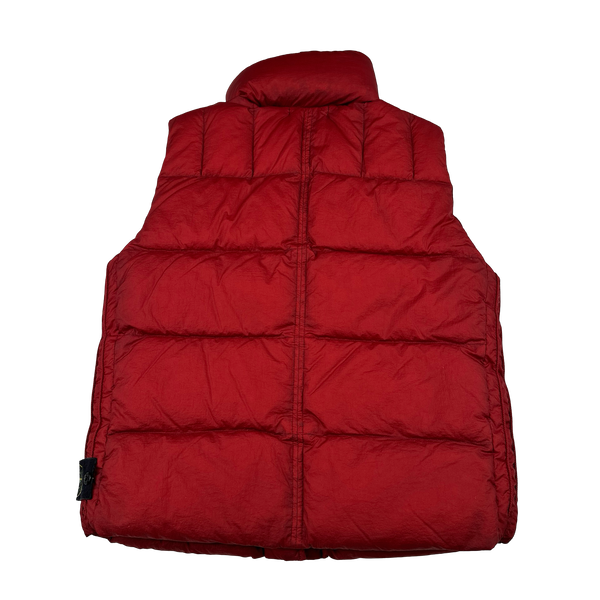 Stone Island 2009 Red Opaque Nylon Tela Down Gilet - Large