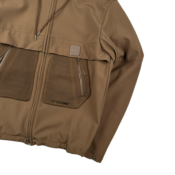 CP Company Brown Metropolis Fleece Lined Mesh Soft Shell Jacket - Large