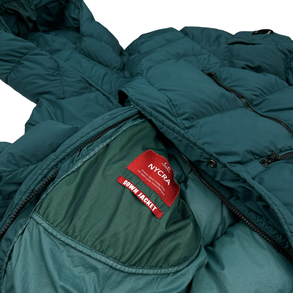 CP Company Teal Nycra Down Filled Puffer Long Jacket - Medium