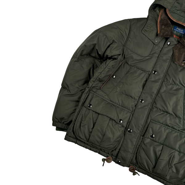Ralph Lauren Khaki Quilted Multi Pocket Hooded Jacket - Medium