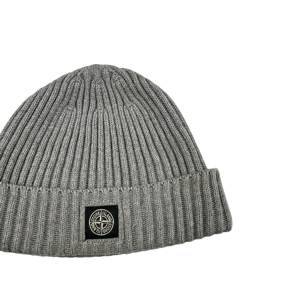 Stone Island 2013 Junior Grey Ribbed Logo Patch Beanie