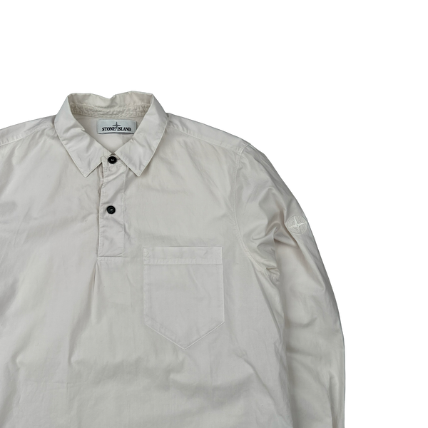Stone Island 2019 White Quarter Buttoned Shirt - Medium