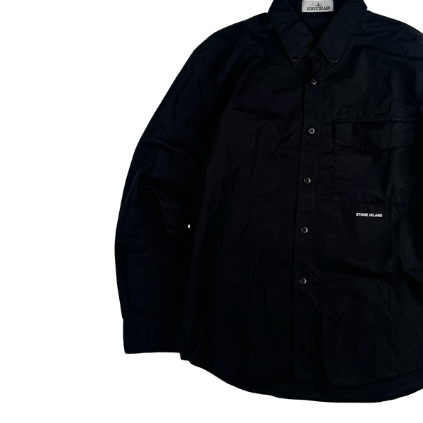 Stone Island 2024 Black Light Cotton Spellout Shirt - Large